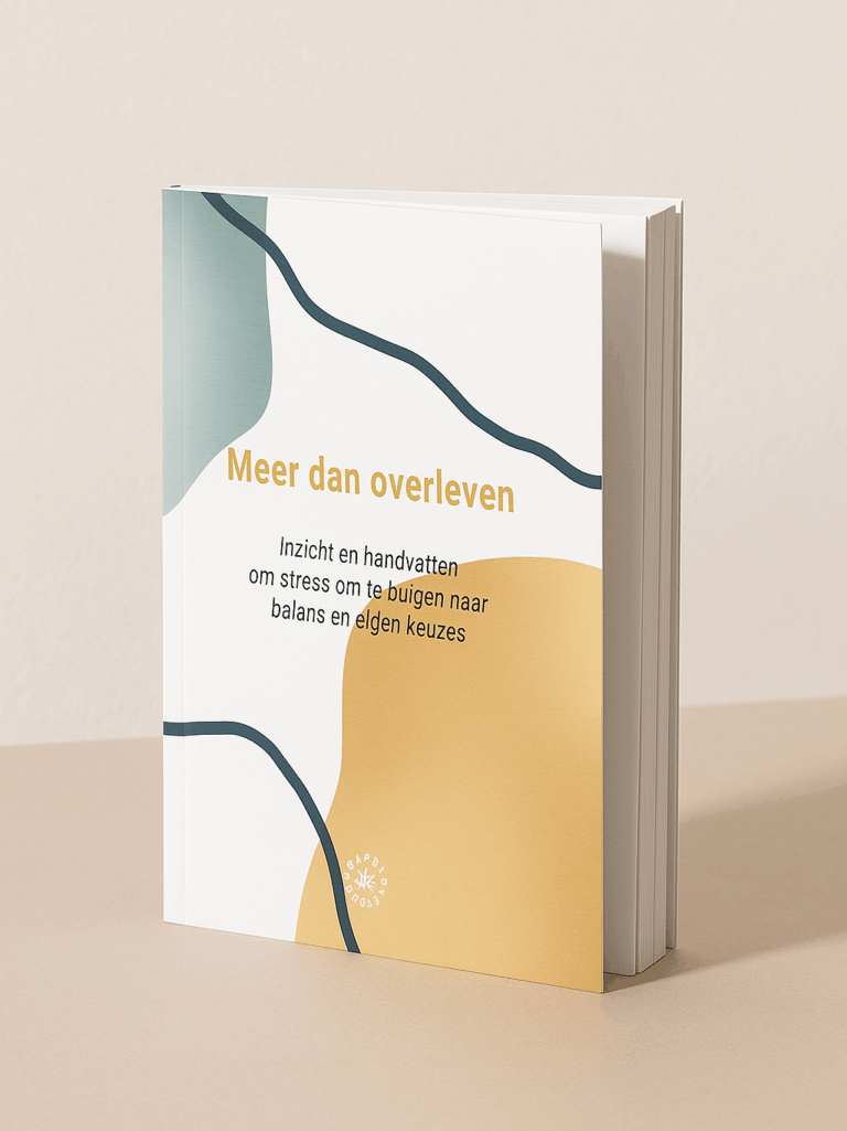 E-bookcover "Houd eigen regie bij stress" – gids met tips en oefeningen om stress te verminderen en balans te vinden